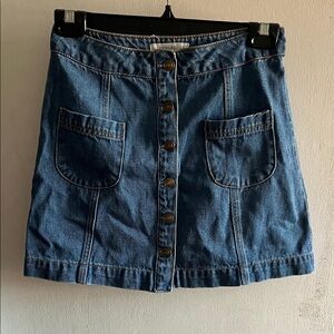 Denim Button-Front Skirt